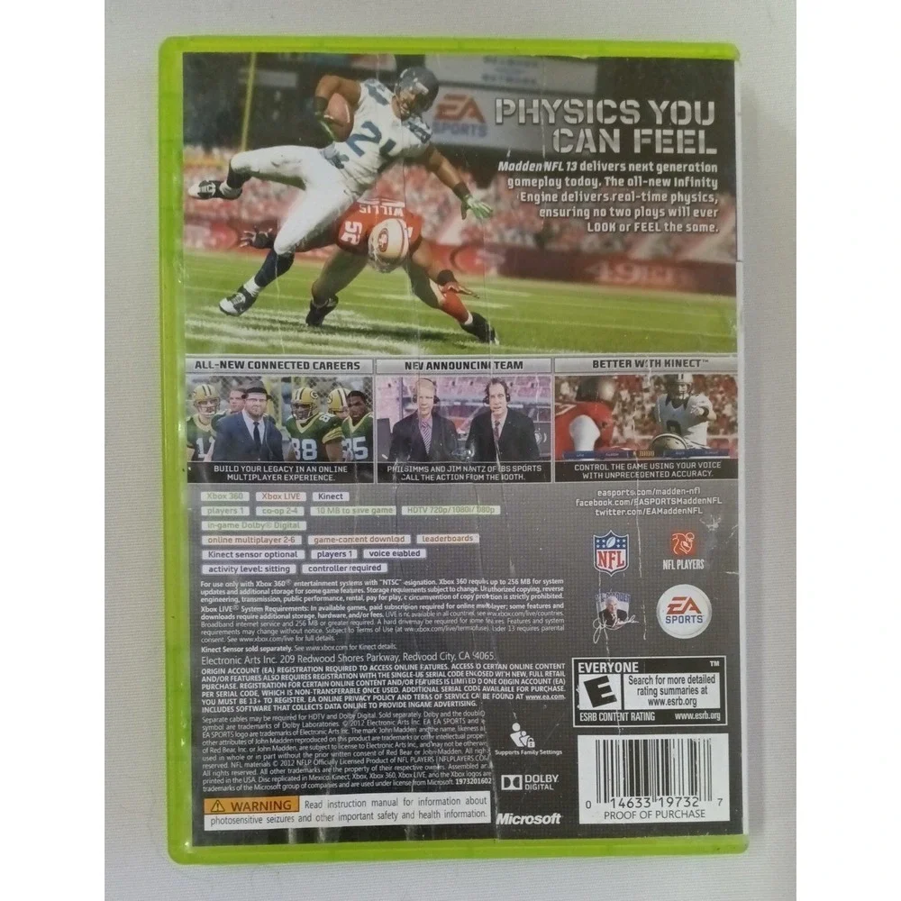 Madden NFL 13 (Microsoft Xbox 360, 2012) Tested Working
